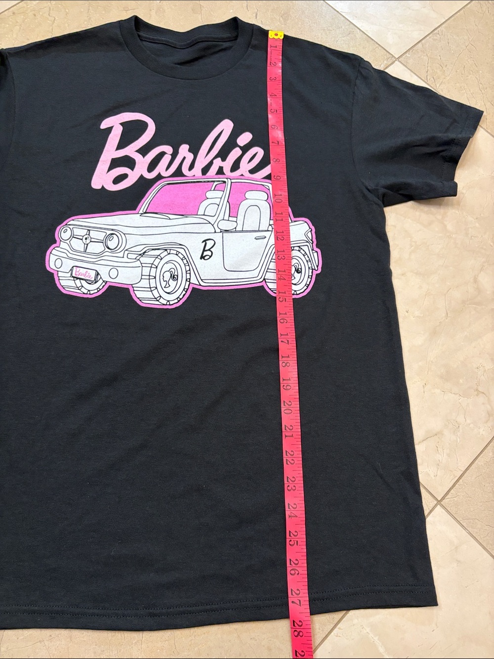 ⭐️ Barbie Black Tee with Pink & White Car Graphic - Picture 5 of 5